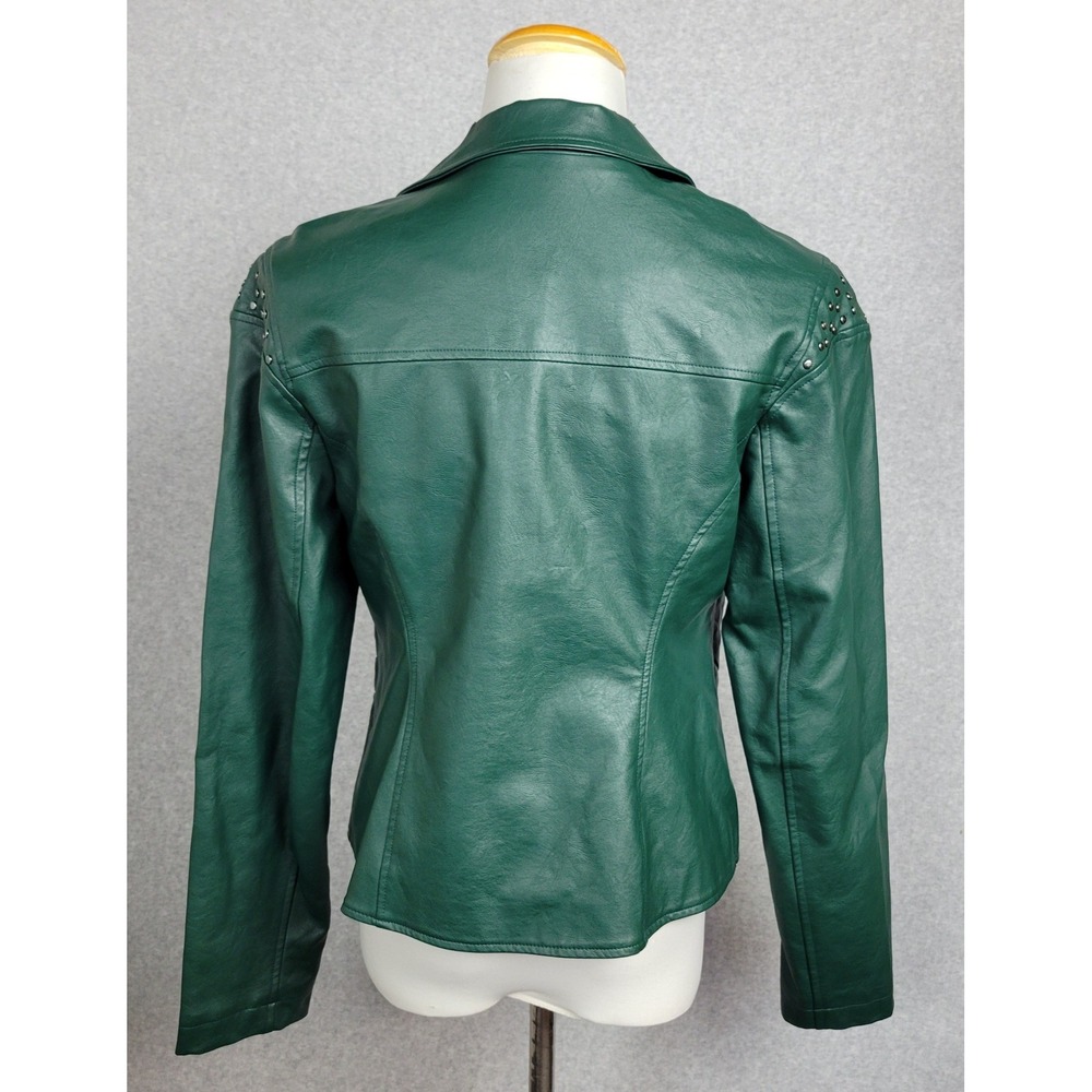 Marvel Her Universe Loki Green Faux Leather Studded Moto Jacket Large LG - Picture 7 of 16